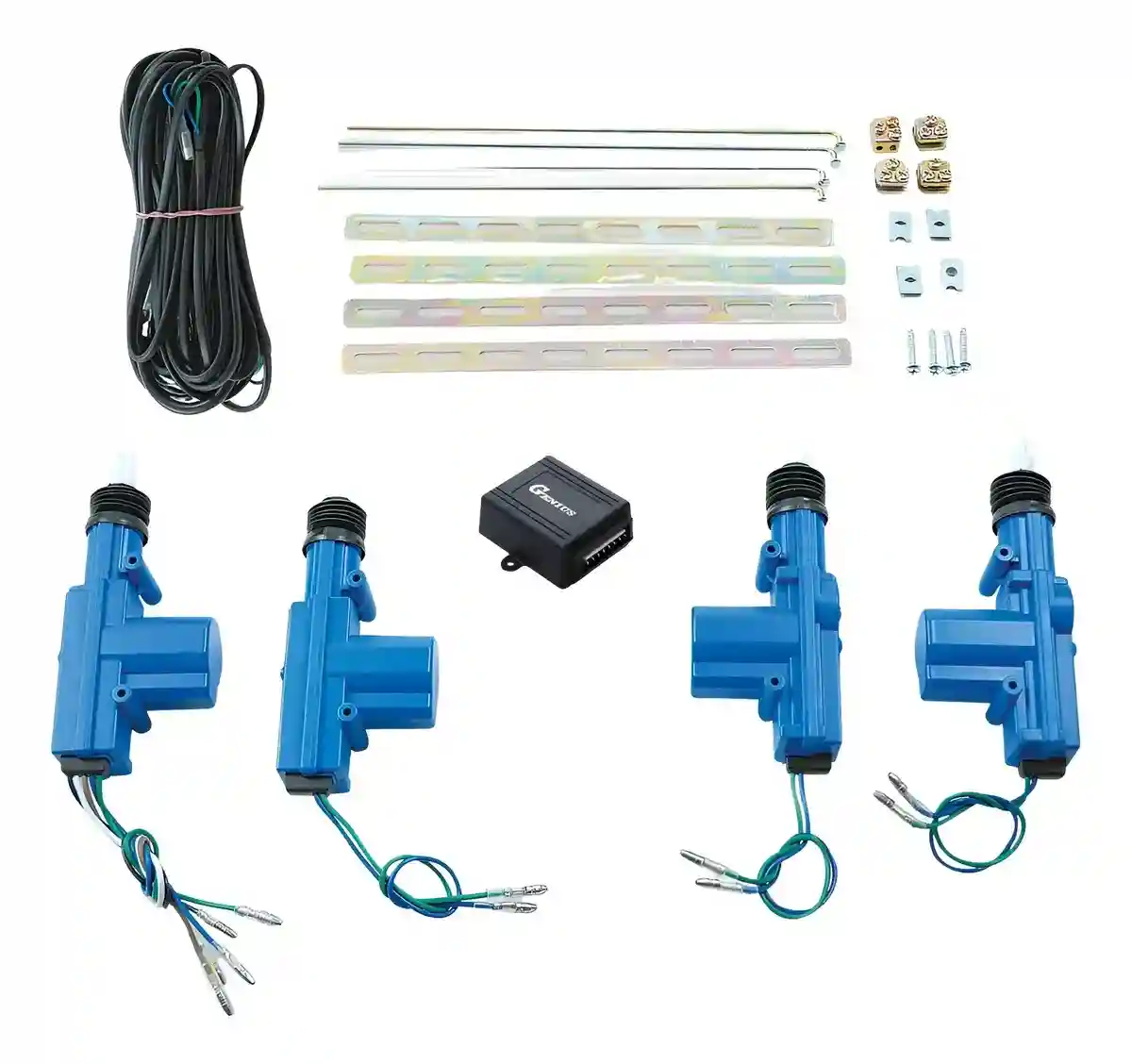 Contenido del kit Genius G-450 PRO: pestillos, módulo, varillas y cables